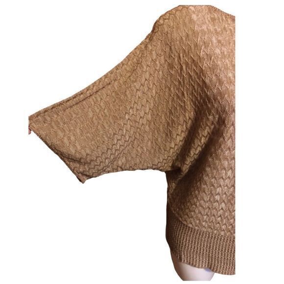 New Directions Tan Scoop Neck Short Dolman Sleeves Tight Knit Sweater XL - Picture 3 of 4
